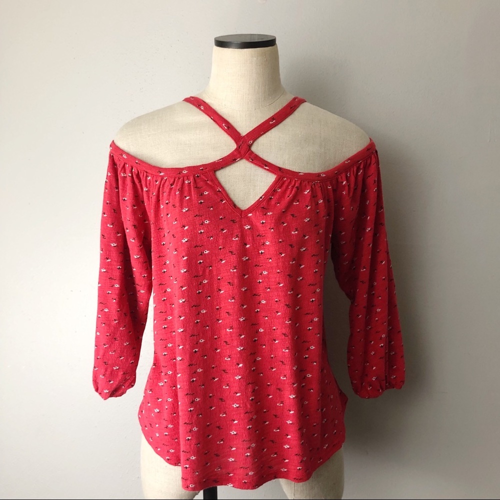 Lucky brand ditsy off shoulder new size Small